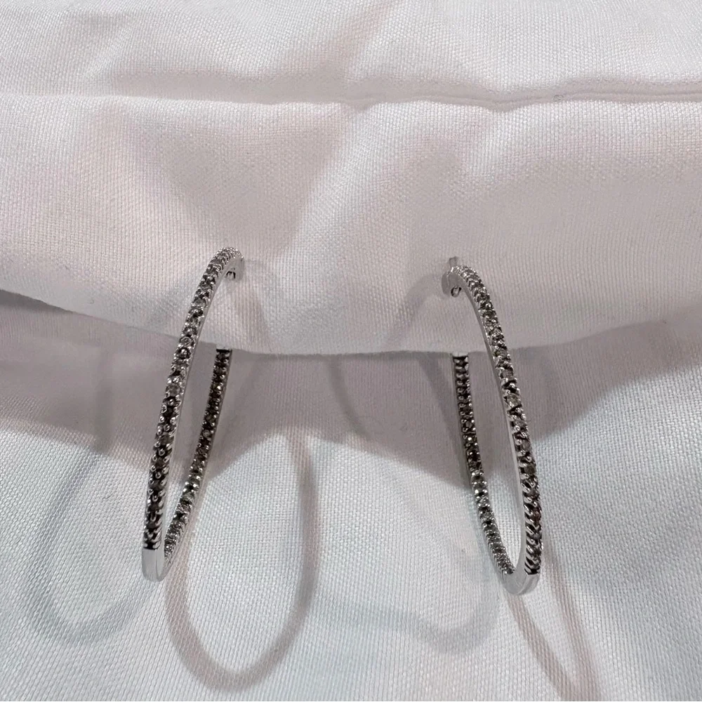 Diamond Hoop Earrings white gold Kay’s - Picture 4 of 6